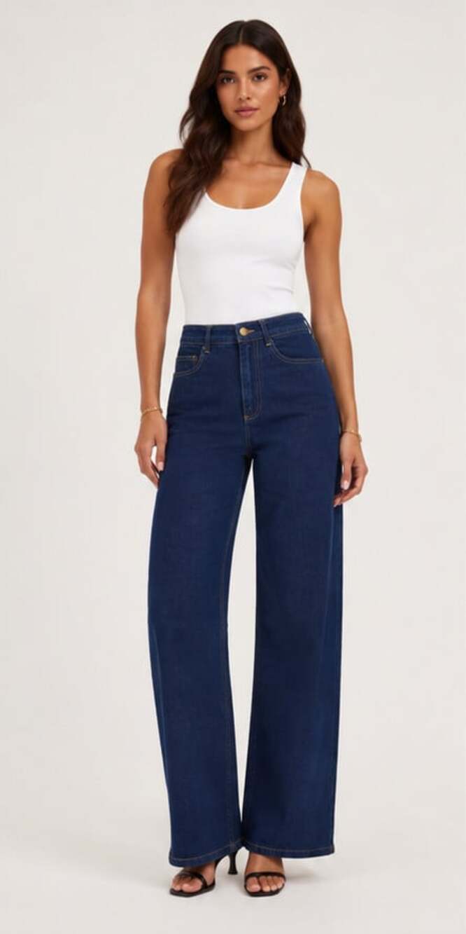 Elliatt NWT High Rise Wide Leg Jeans in Dark Blue Indigo Size Small / 26